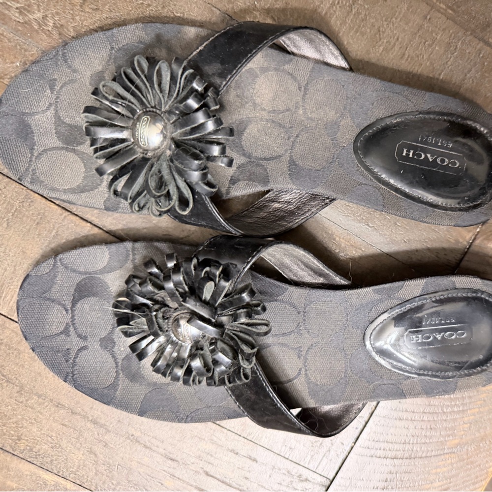 Coach Black Floral Women's Sandals